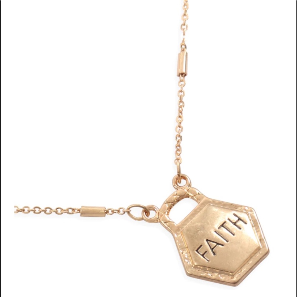 “FAITH” HEXAGON GOLD PENDANT CHARM NECKLACE - Picture 5 of 6